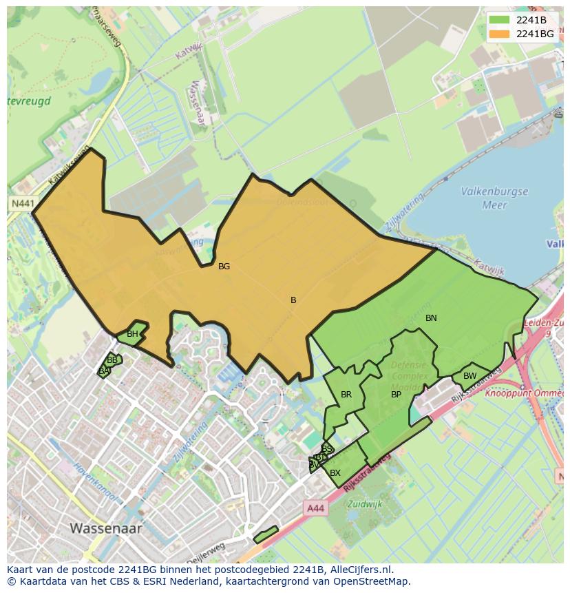 Afbeelding van het postcodegebied 2241 BG op de kaart.