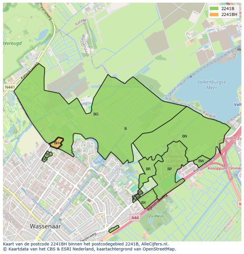 Afbeelding van het postcodegebied 2241 BH op de kaart.