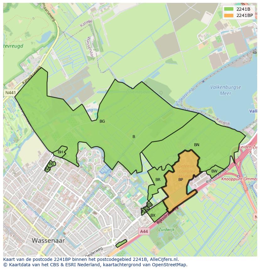 Afbeelding van het postcodegebied 2241 BP op de kaart.