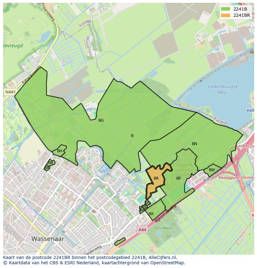 Afbeelding van het postcodegebied 2241 BR op de kaart.