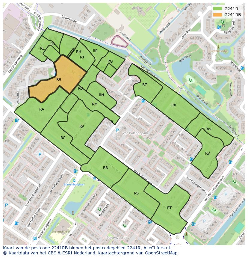 Afbeelding van het postcodegebied 2241 RB op de kaart.