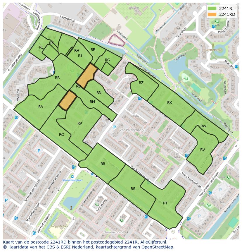 Afbeelding van het postcodegebied 2241 RD op de kaart.