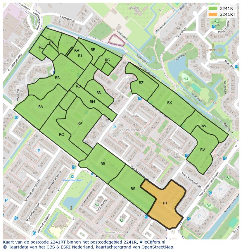Afbeelding van het postcodegebied 2241 RT op de kaart.