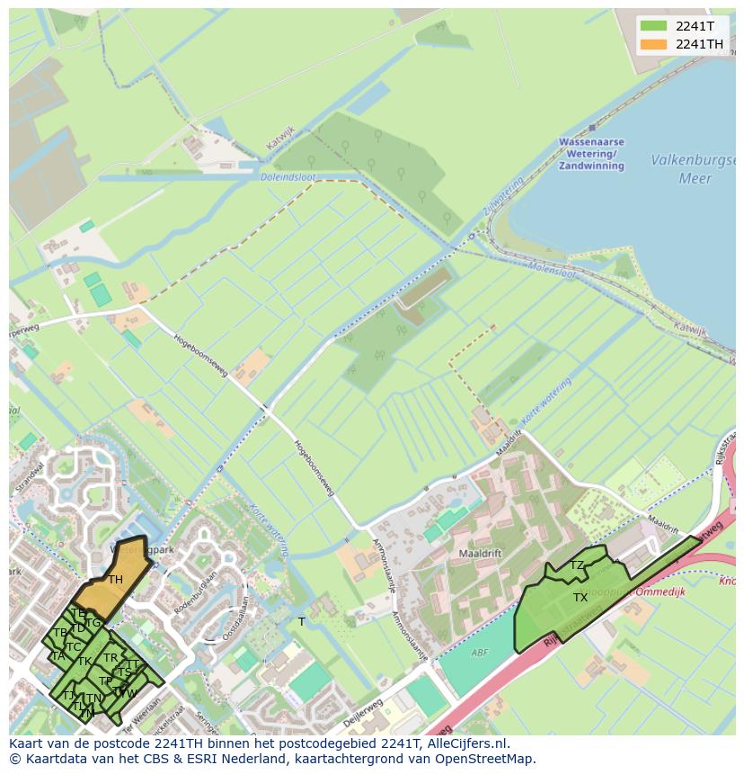 Afbeelding van het postcodegebied 2241 TH op de kaart.