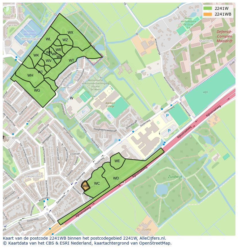 Afbeelding van het postcodegebied 2241 WB op de kaart.