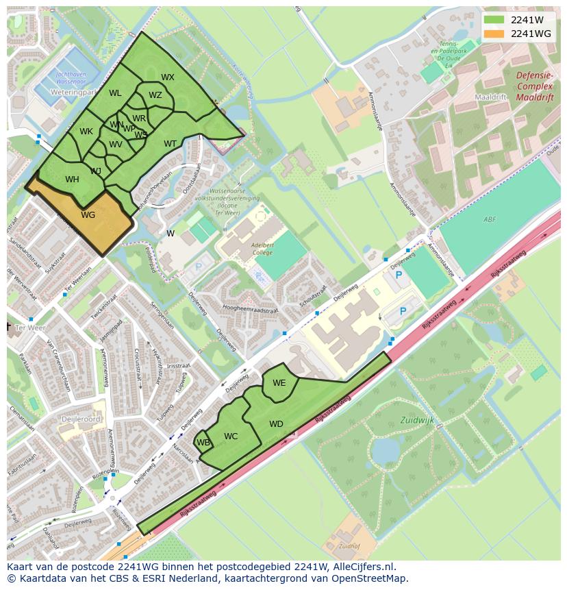 Afbeelding van het postcodegebied 2241 WG op de kaart.