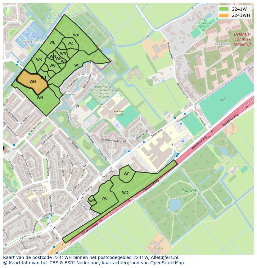 Afbeelding van het postcodegebied 2241 WH op de kaart.