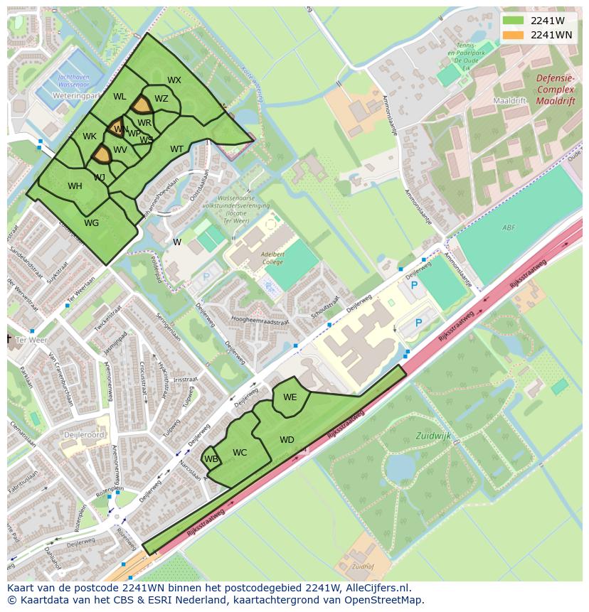 Afbeelding van het postcodegebied 2241 WN op de kaart.