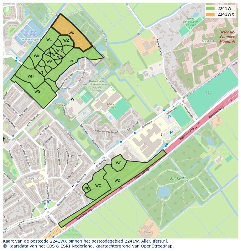 Afbeelding van het postcodegebied 2241 WX op de kaart.