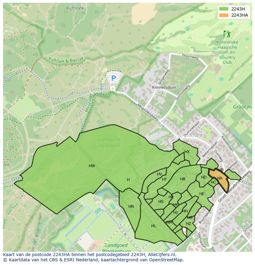 Afbeelding van het postcodegebied 2243 HA op de kaart.