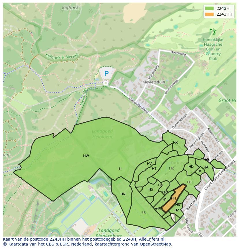 Afbeelding van het postcodegebied 2243 HH op de kaart.