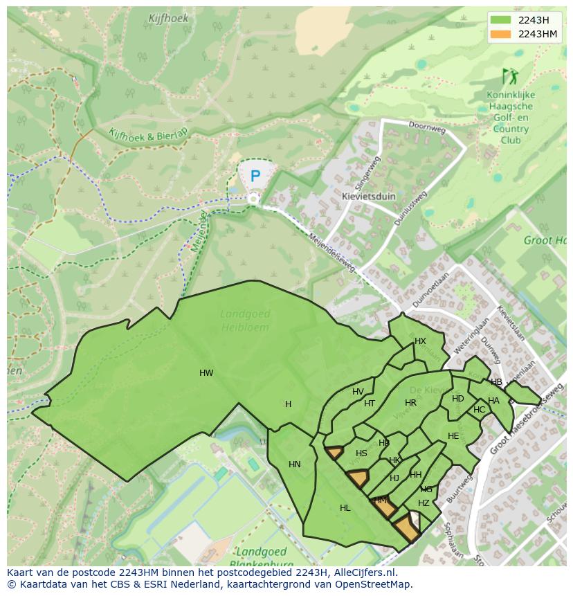 Afbeelding van het postcodegebied 2243 HM op de kaart.