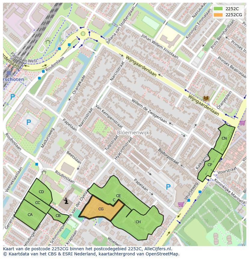 Afbeelding van het postcodegebied 2252 CG op de kaart.