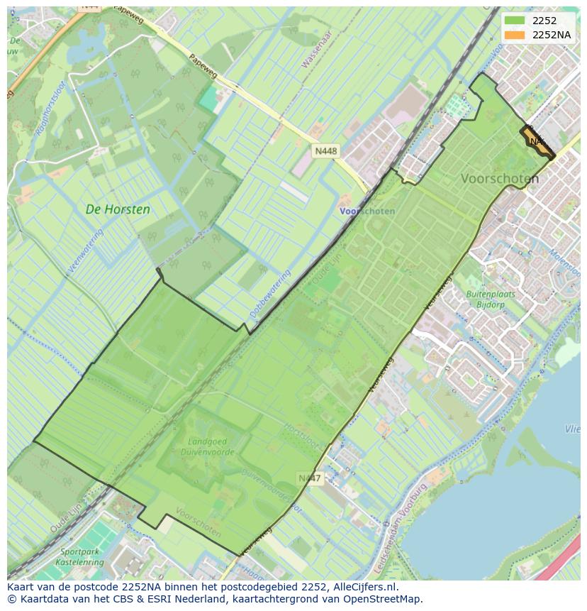 Afbeelding van het postcodegebied 2252 NA op de kaart.