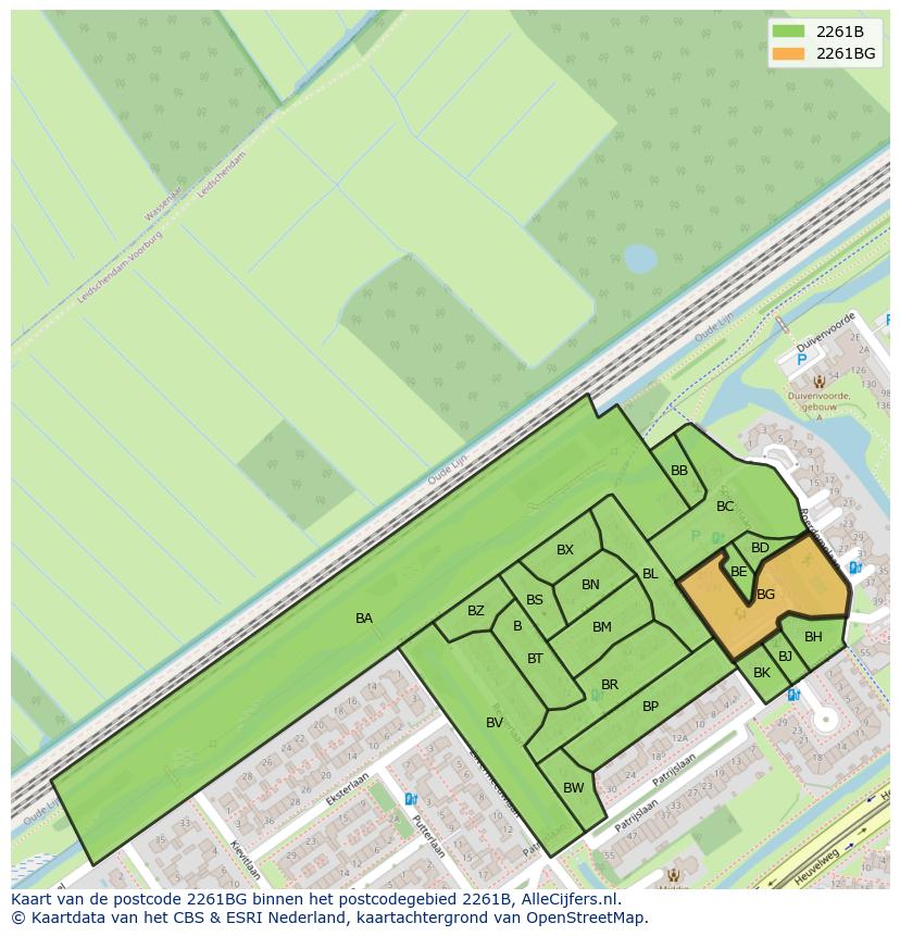 Afbeelding van het postcodegebied 2261 BG op de kaart.