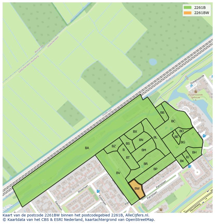 Afbeelding van het postcodegebied 2261 BW op de kaart.