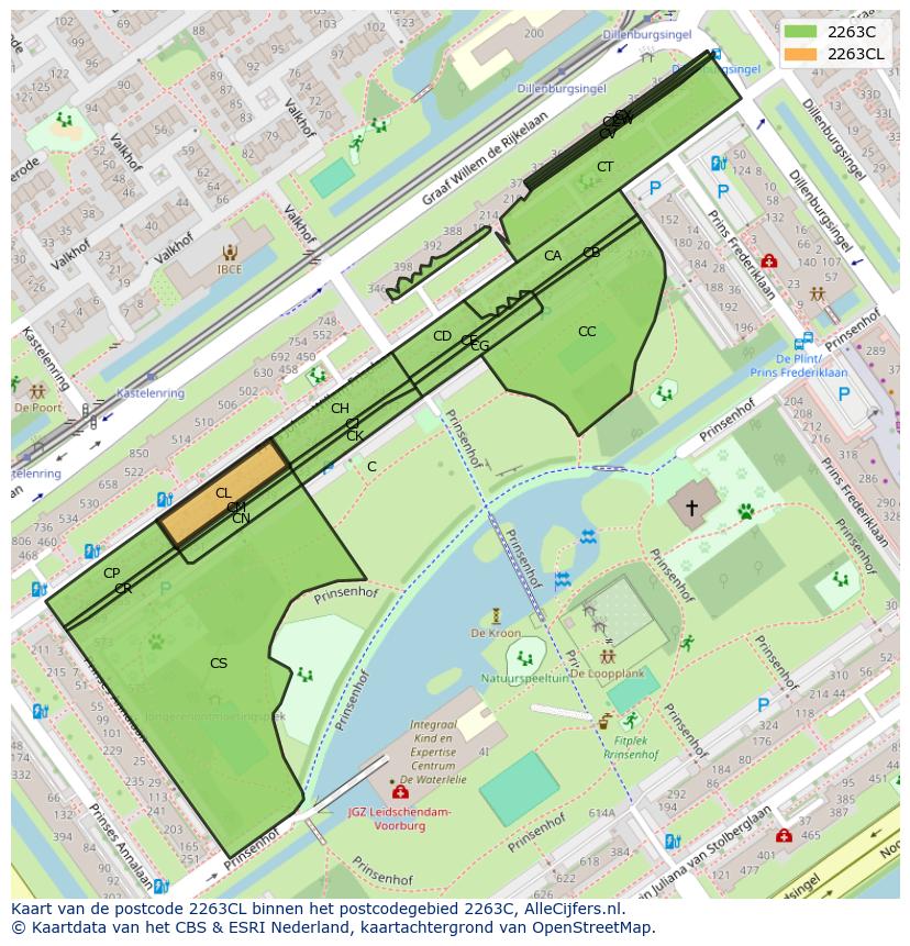 Afbeelding van het postcodegebied 2263 CL op de kaart.