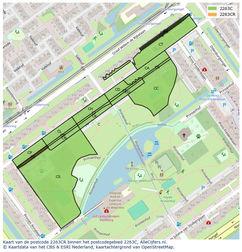 Afbeelding van het postcodegebied 2263 CR op de kaart.
