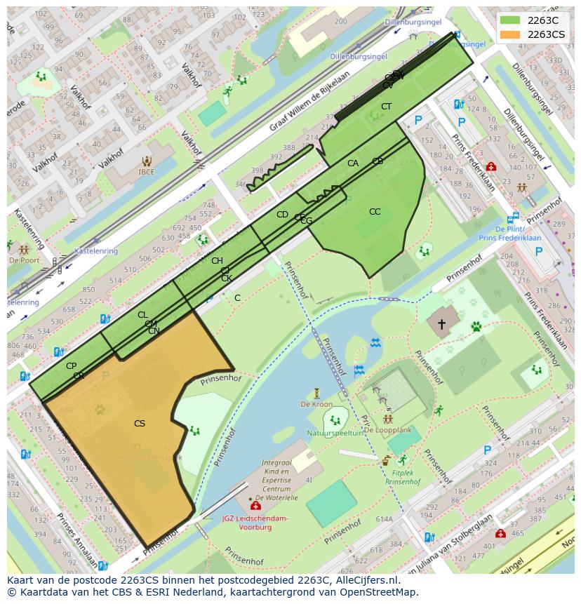 Afbeelding van het postcodegebied 2263 CS op de kaart.