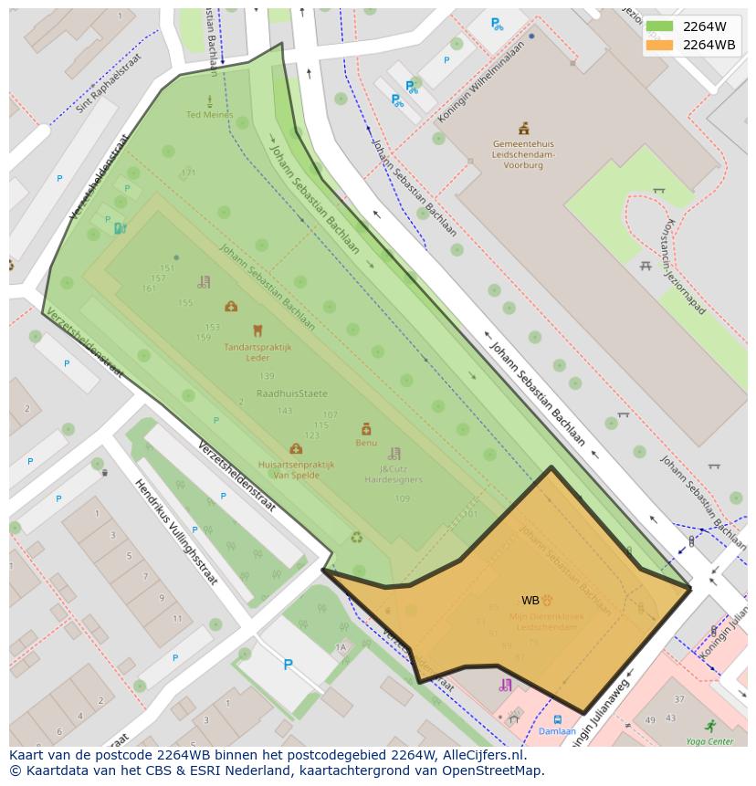 Afbeelding van het postcodegebied 2264 WB op de kaart.