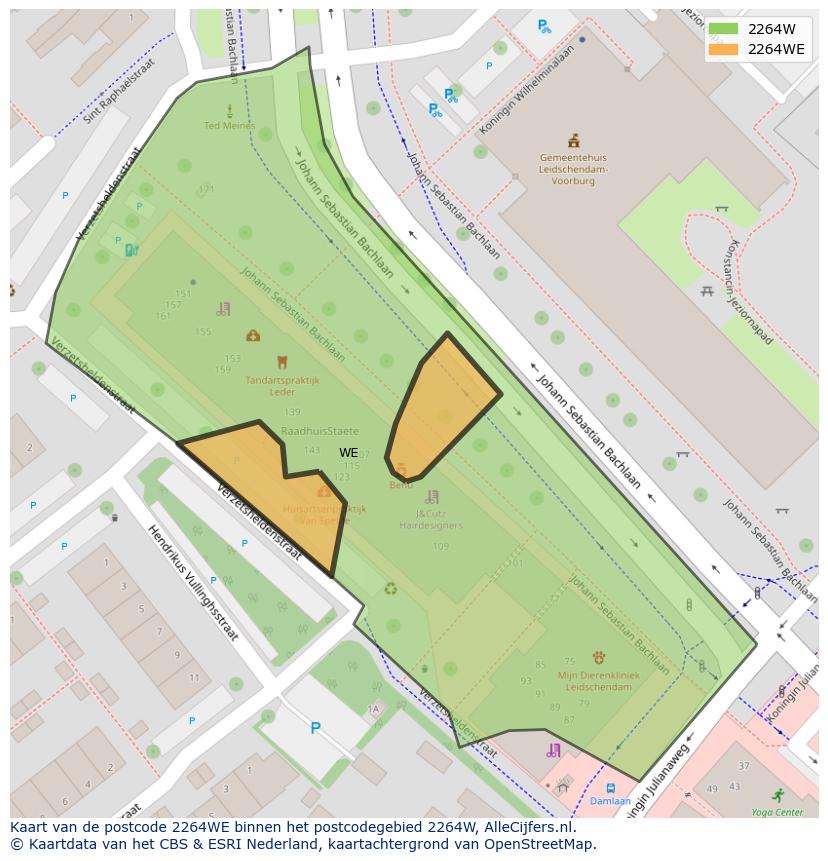 Afbeelding van het postcodegebied 2264 WE op de kaart.