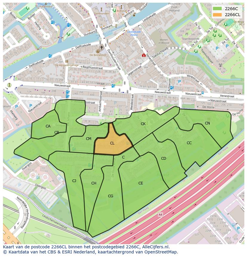 Afbeelding van het postcodegebied 2266 CL op de kaart.