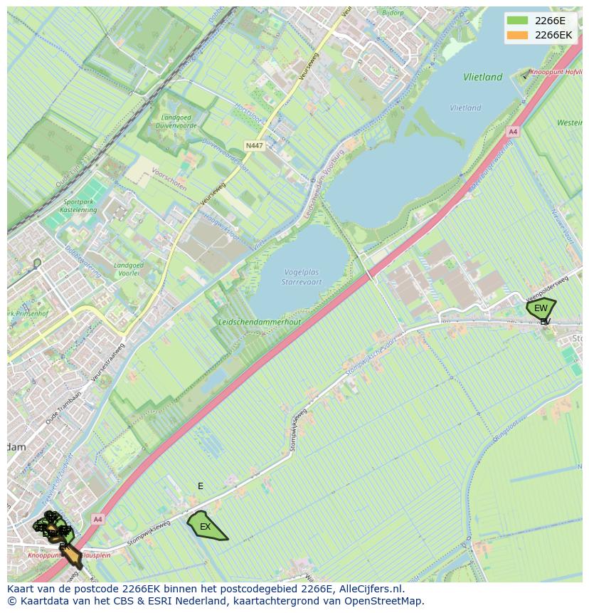 Afbeelding van het postcodegebied 2266 EK op de kaart.