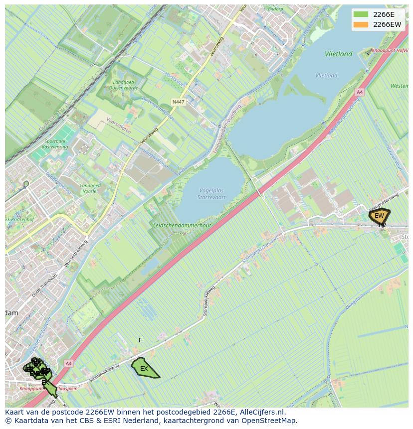 Afbeelding van het postcodegebied 2266 EW op de kaart.