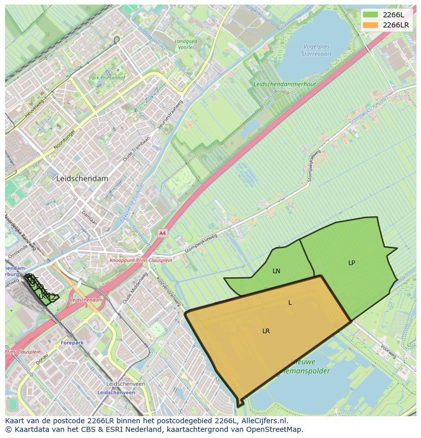 Afbeelding van het postcodegebied 2266 LR op de kaart.