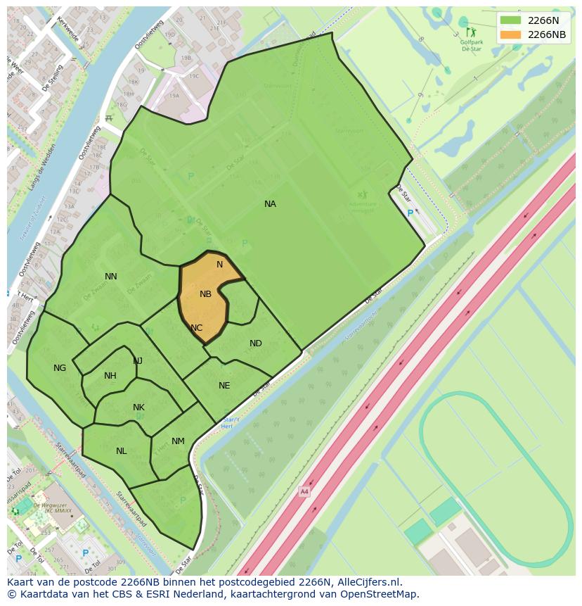 Afbeelding van het postcodegebied 2266 NB op de kaart.