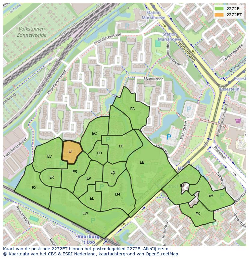 Afbeelding van het postcodegebied 2272 ET op de kaart.