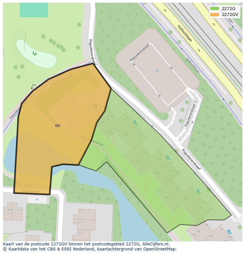 Afbeelding van het postcodegebied 2272 GV op de kaart.
