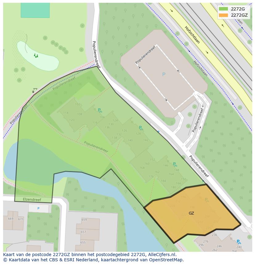 Afbeelding van het postcodegebied 2272 GZ op de kaart.