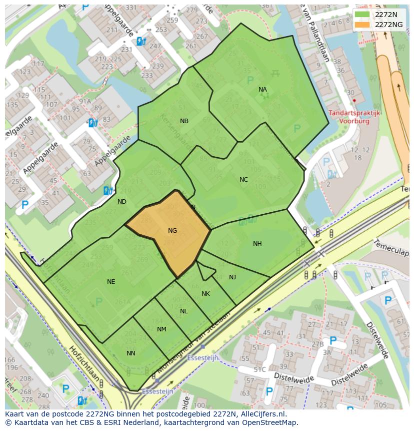 Afbeelding van het postcodegebied 2272 NG op de kaart.