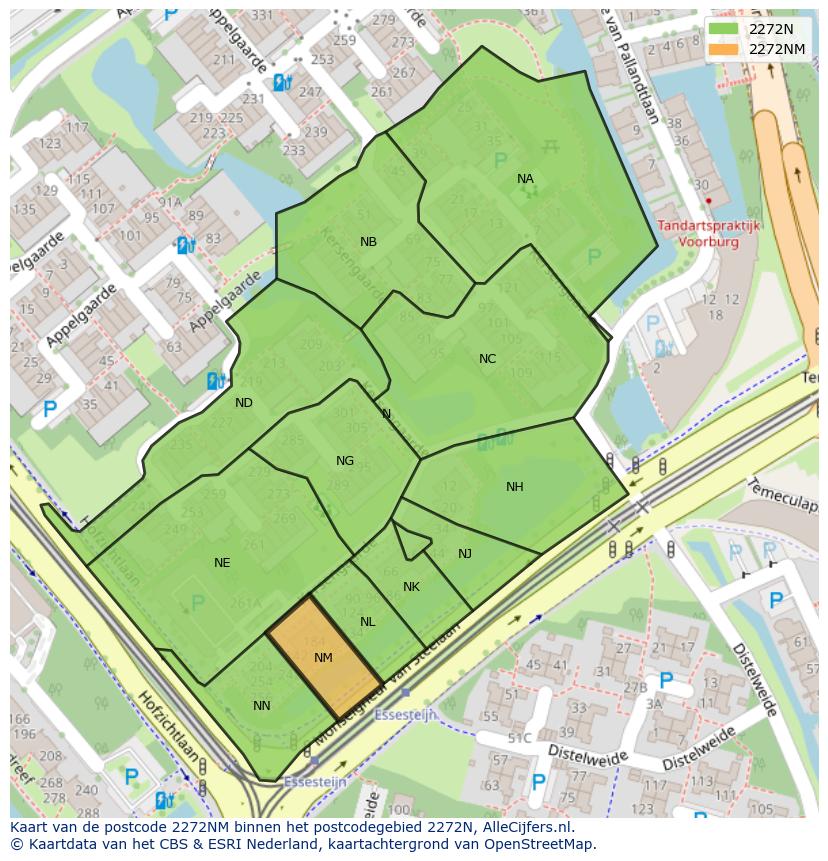 Afbeelding van het postcodegebied 2272 NM op de kaart.
