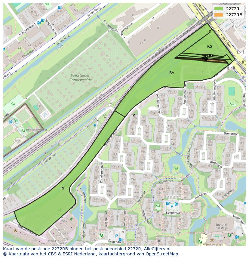 Afbeelding van het postcodegebied 2272 RB op de kaart.
