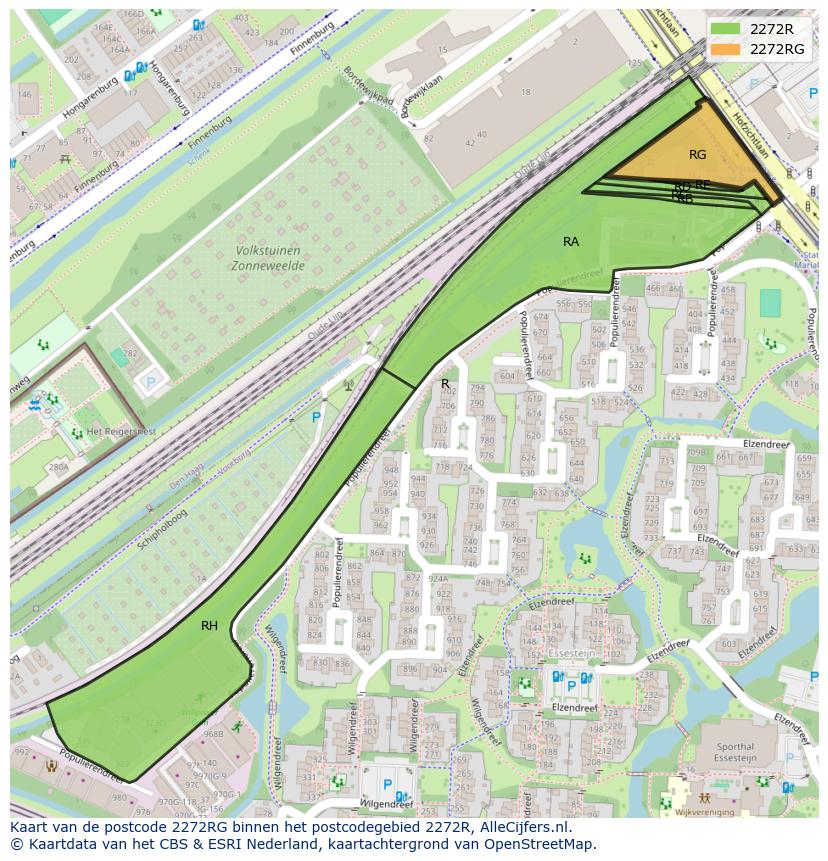 Afbeelding van het postcodegebied 2272 RG op de kaart.