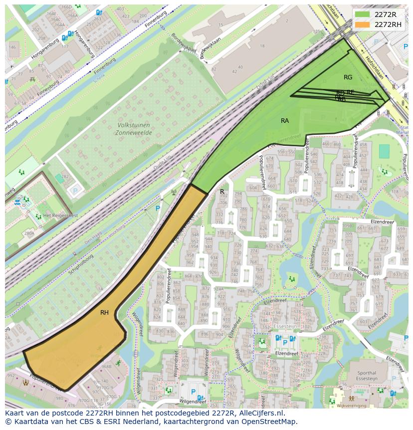 Afbeelding van het postcodegebied 2272 RH op de kaart.