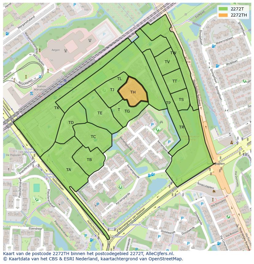 Afbeelding van het postcodegebied 2272 TH op de kaart.