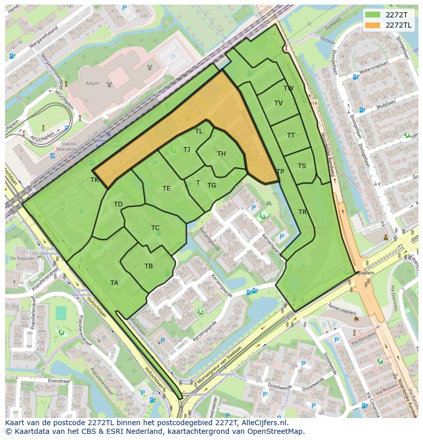 Afbeelding van het postcodegebied 2272 TL op de kaart.