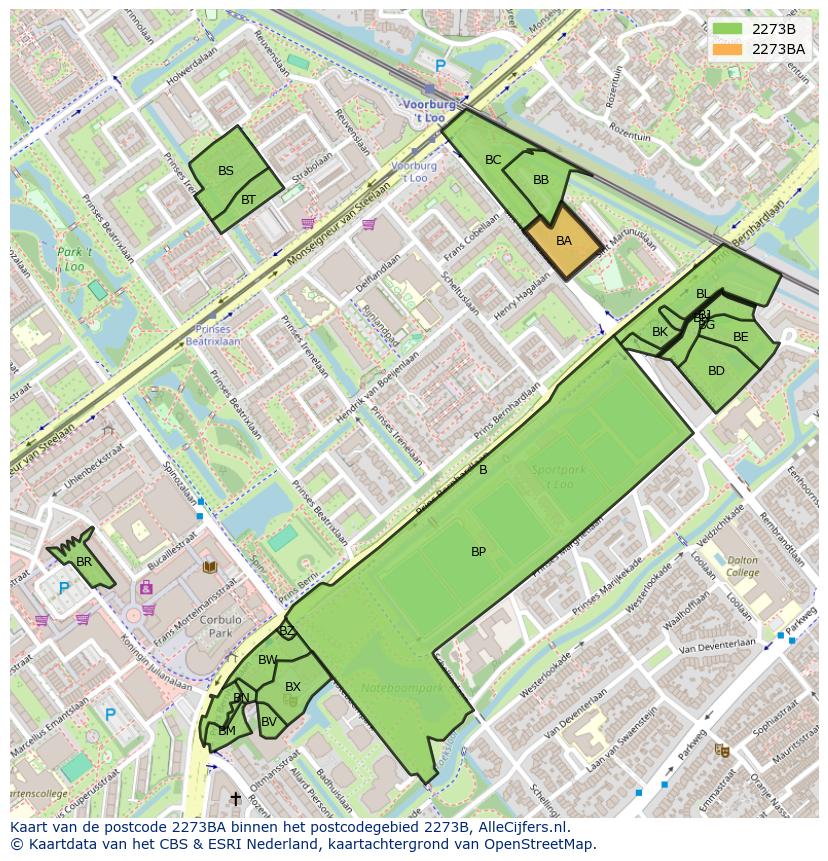 Afbeelding van het postcodegebied 2273 BA op de kaart.