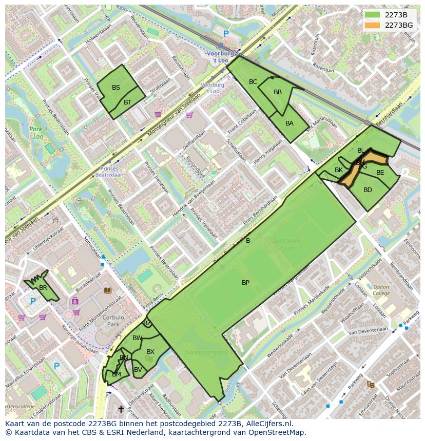 Afbeelding van het postcodegebied 2273 BG op de kaart.