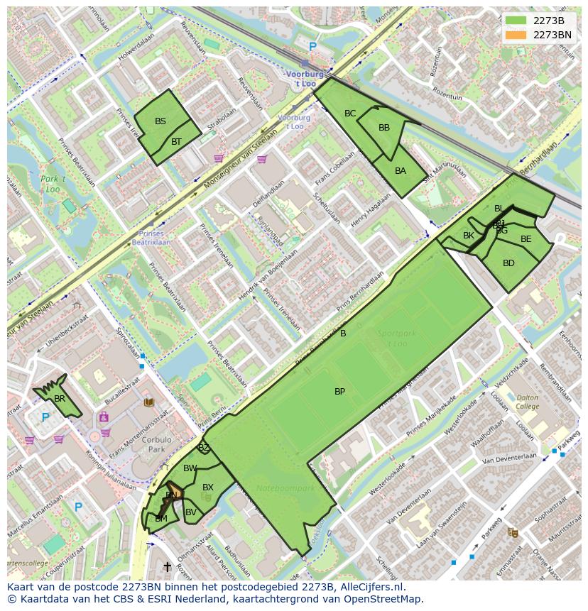 Afbeelding van het postcodegebied 2273 BN op de kaart.