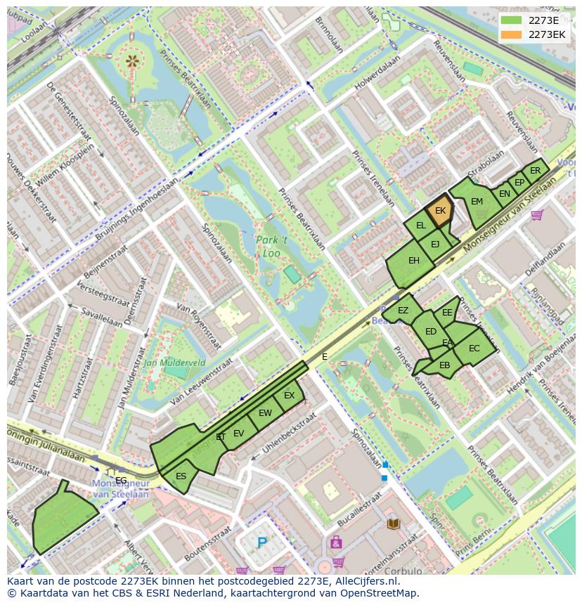 Afbeelding van het postcodegebied 2273 EK op de kaart.