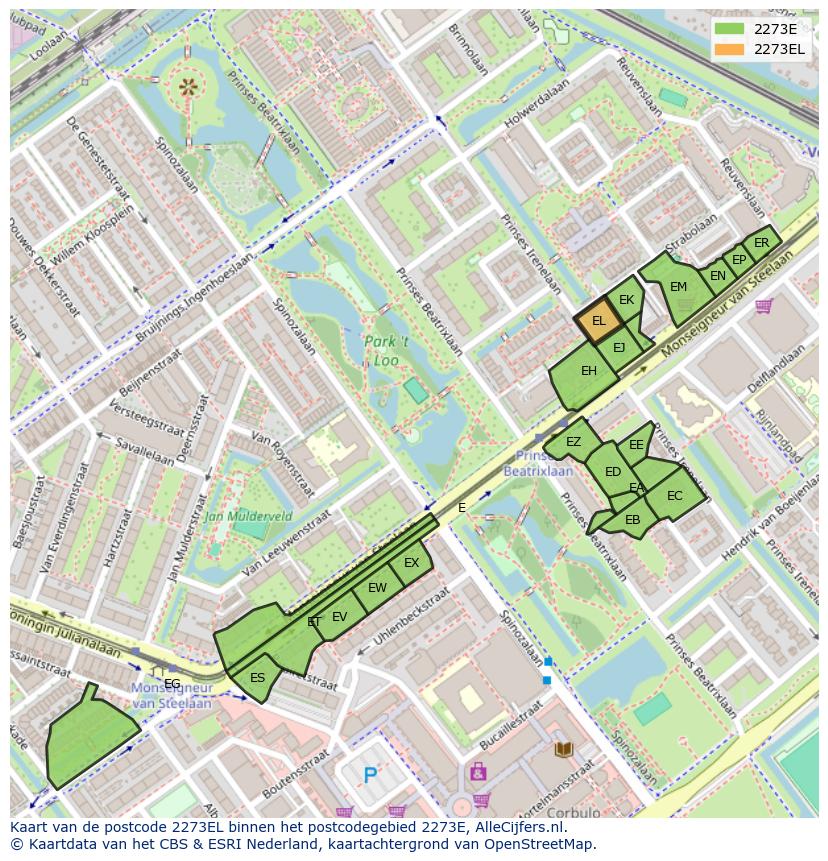 Afbeelding van het postcodegebied 2273 EL op de kaart.