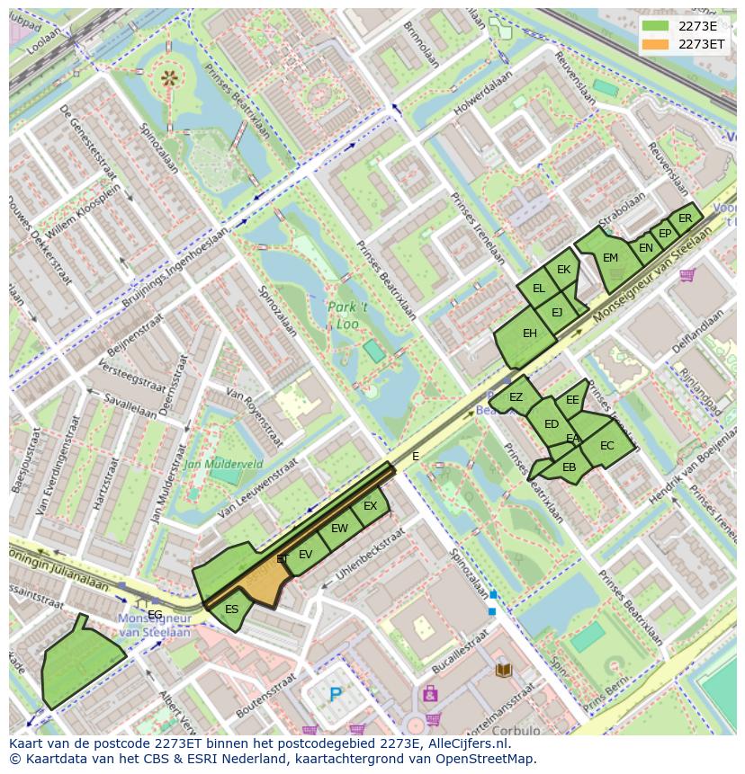 Afbeelding van het postcodegebied 2273 ET op de kaart.