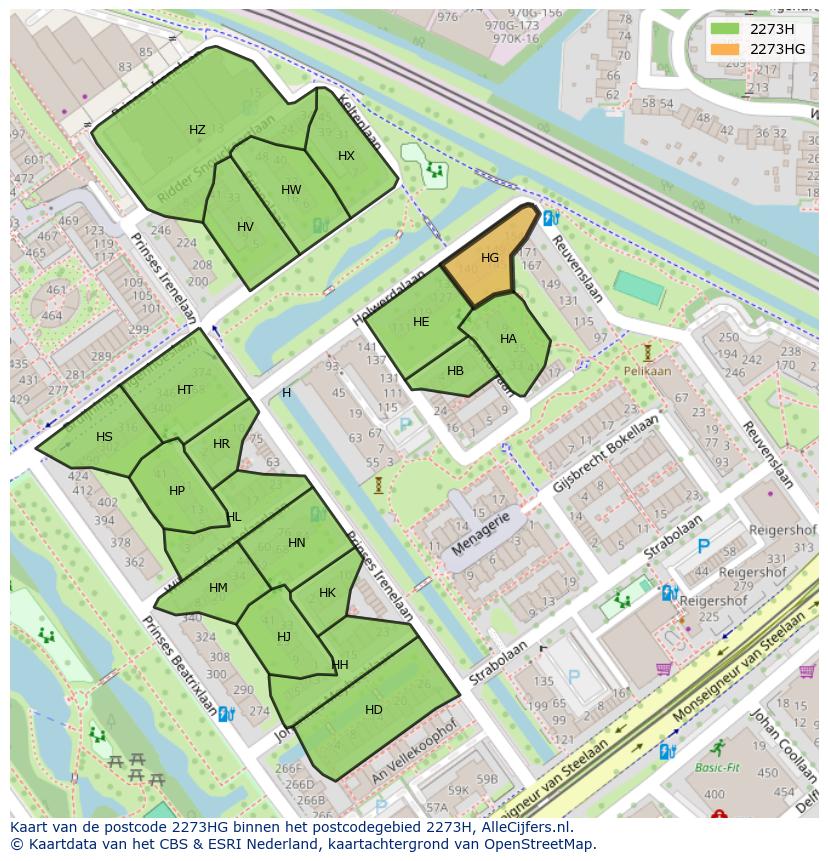 Afbeelding van het postcodegebied 2273 HG op de kaart.