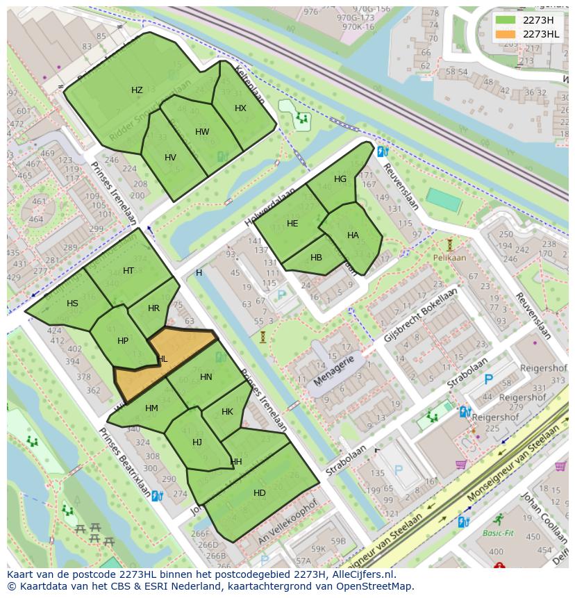 Afbeelding van het postcodegebied 2273 HL op de kaart.