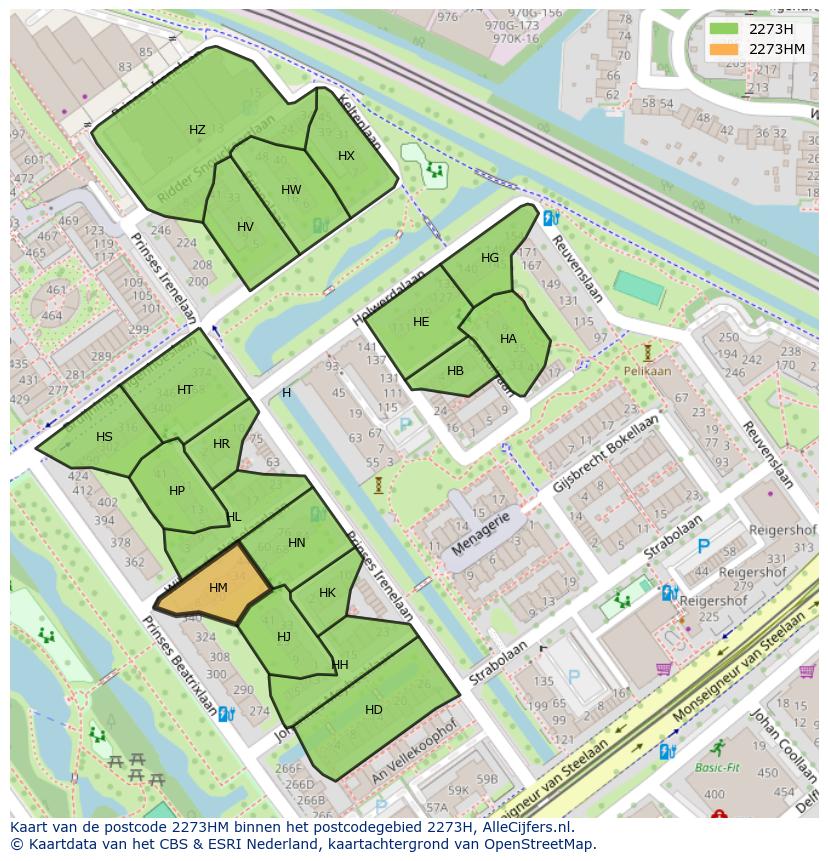 Afbeelding van het postcodegebied 2273 HM op de kaart.