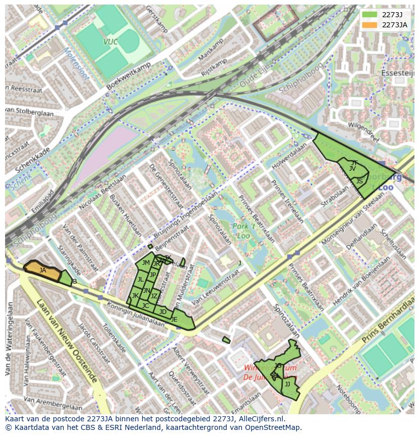 Afbeelding van het postcodegebied 2273 JA op de kaart.